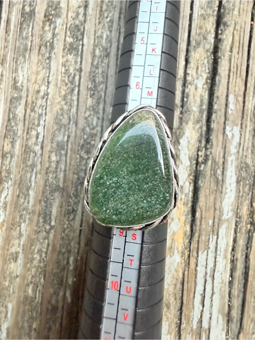 Green Aventurine 925 Sterling Silver Green Stone Statement Ring